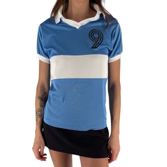 80s soccer collared jersey 9 Striker 1980s vintage - Picture 1 of 8